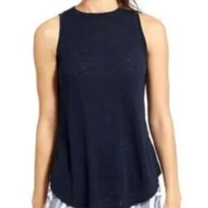 Athleta Breezy Cutout Back Tank Top Shirt Navy XS